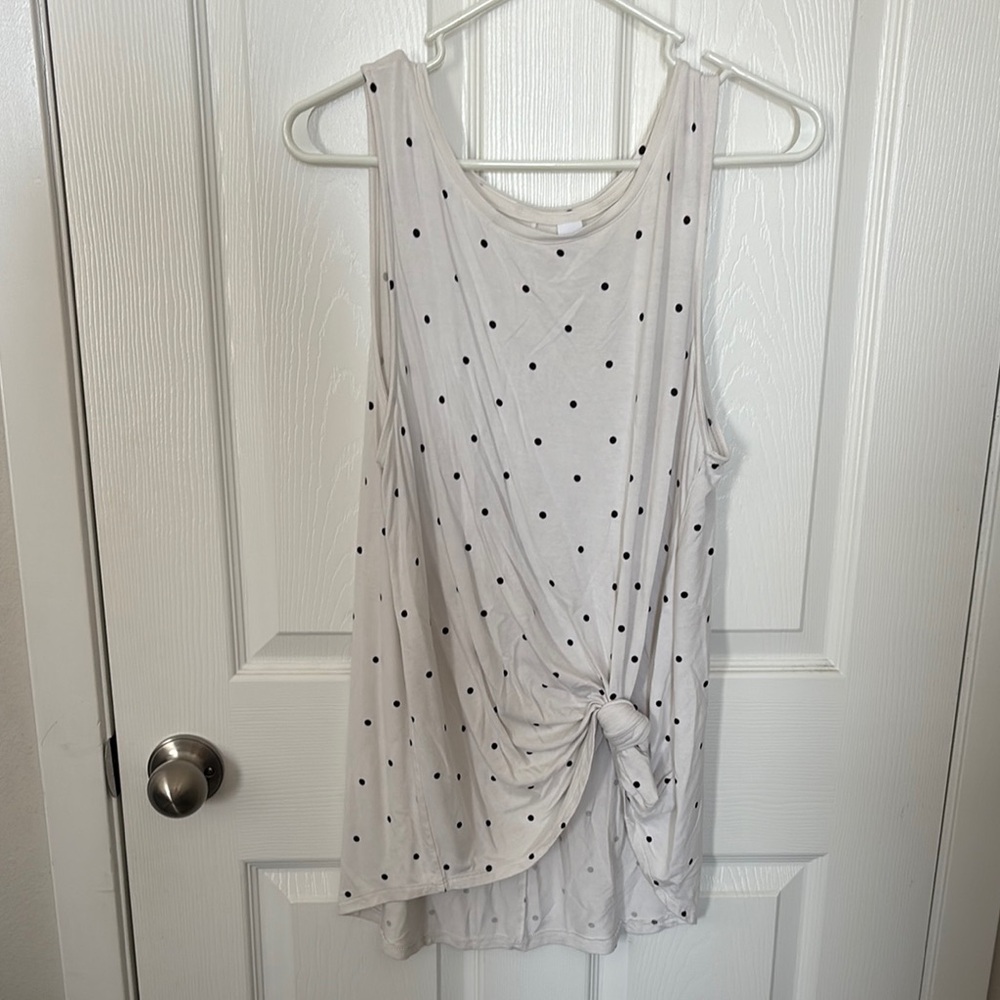 White Asymmetrical Tie Front Tank Top